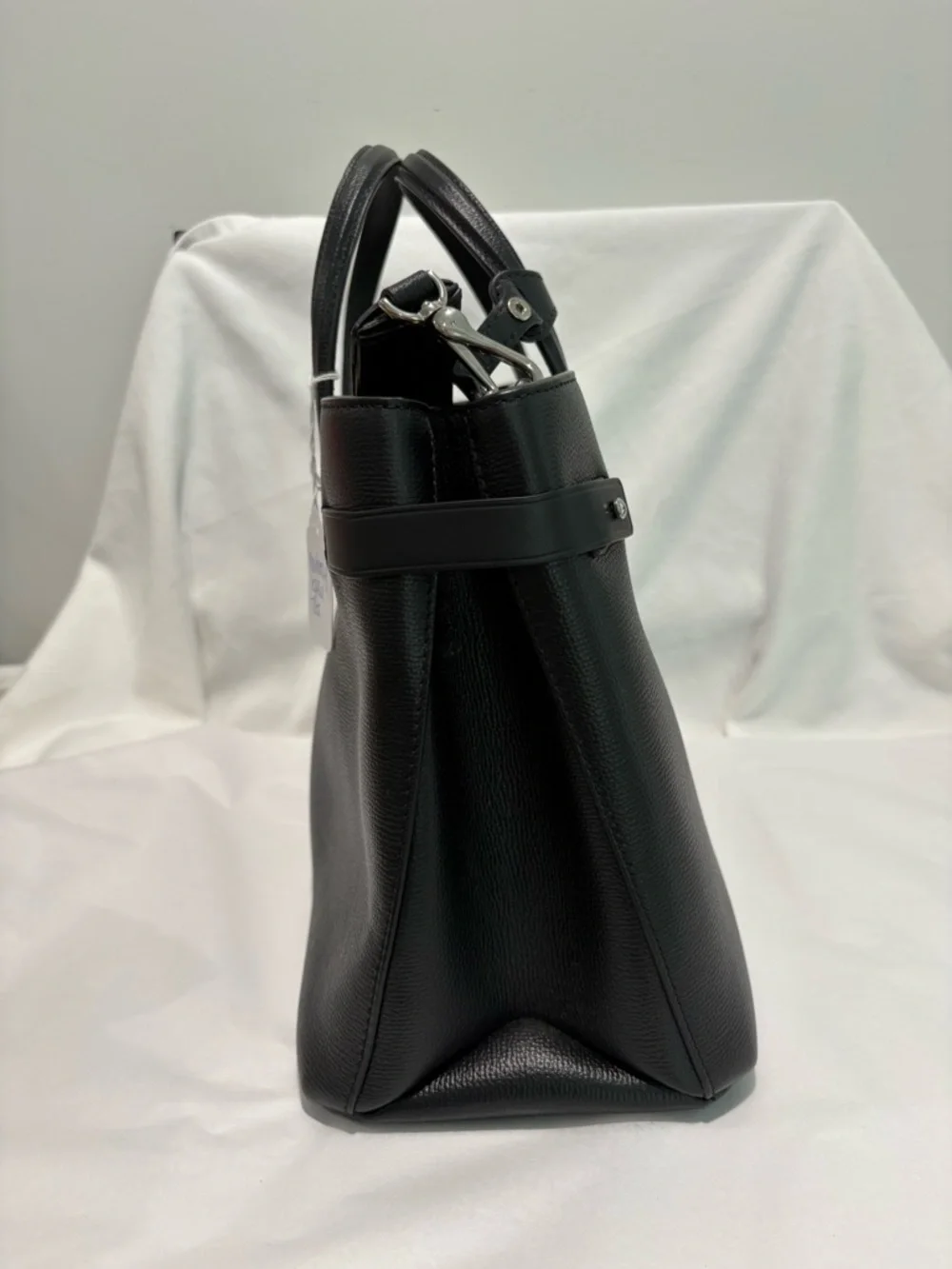 Authentic Burberry Black Banner Derby Leather Tote bag New w/ Dust Bag & Cards - Picture 10 of 14